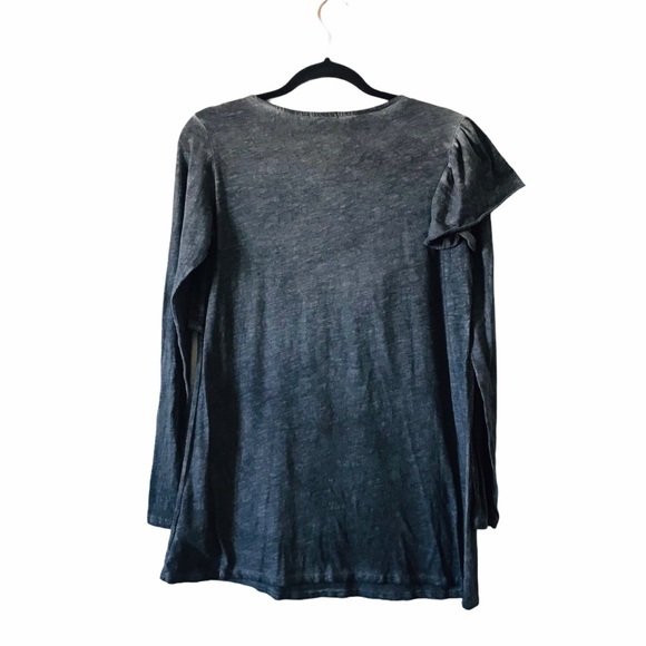 143 Story by lineup M burnout long sleeves ruffled gray shirt - Picture 2 of 6